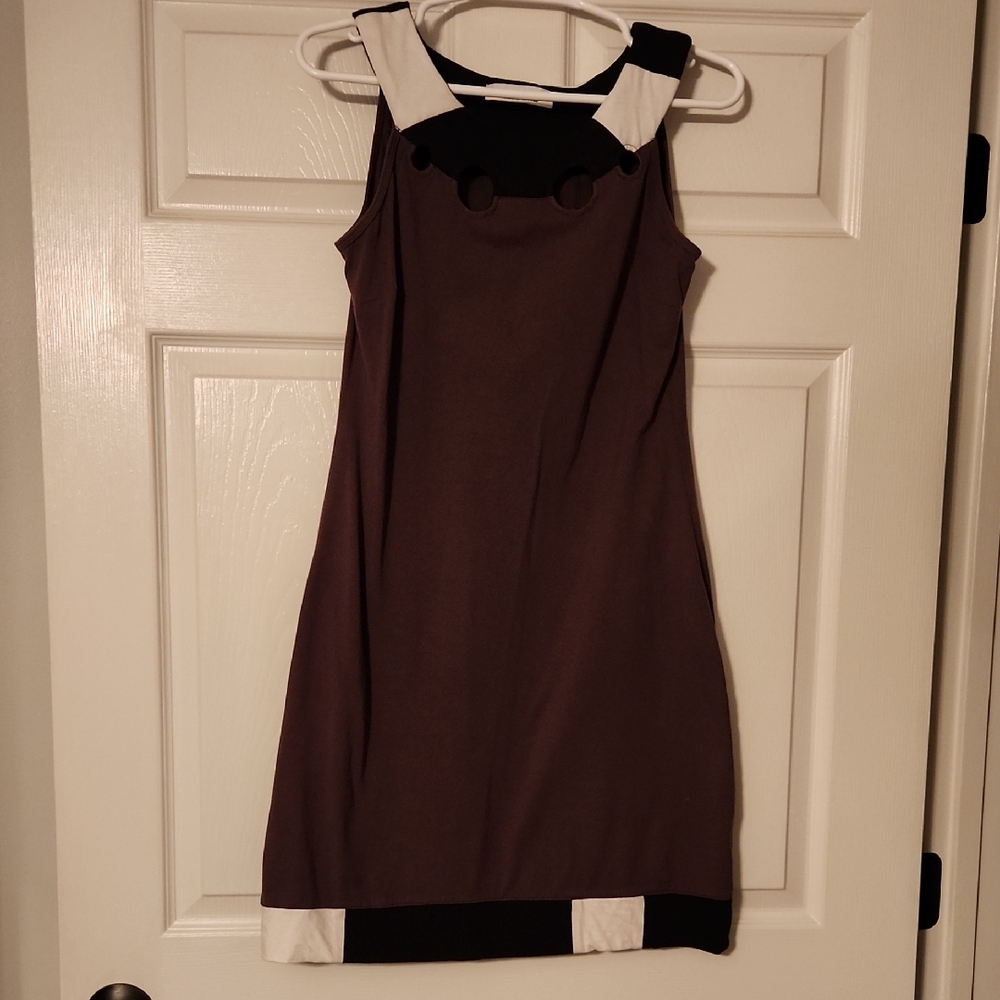 Ikebana Chic Brown and Black Dress